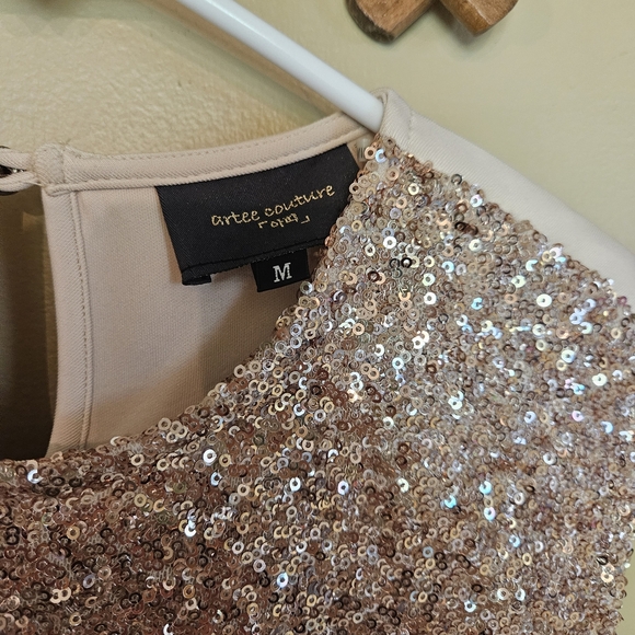 Artee Couture Nordstrom Gold Sequin Peplum Top Medium Life Of A Show Girl Swift - Picture 3 of 8